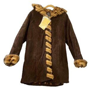 Vintage NWT Dennis Basso Penny Lane Genuine Leather Faux Fur Hooded Women’s M